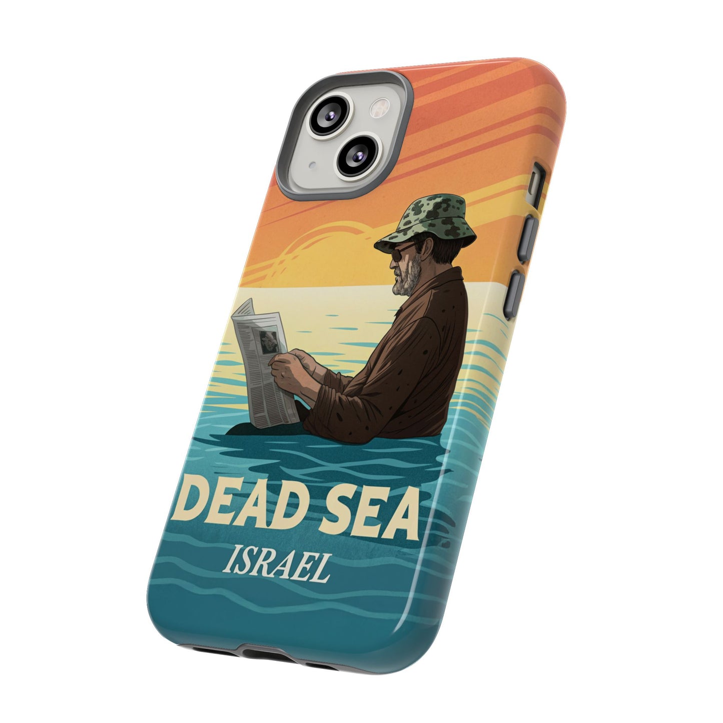 Dødehavet – Solnedgang og Flytende Mann Mobildeksel
