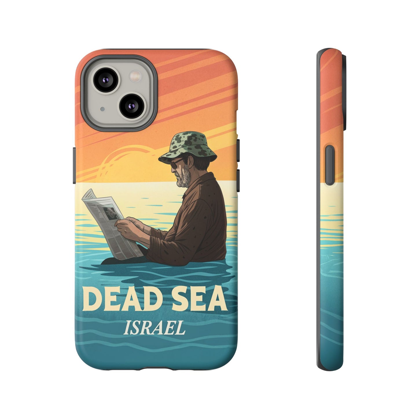 Dødehavet – Solnedgang og Flytende Mann Mobildeksel