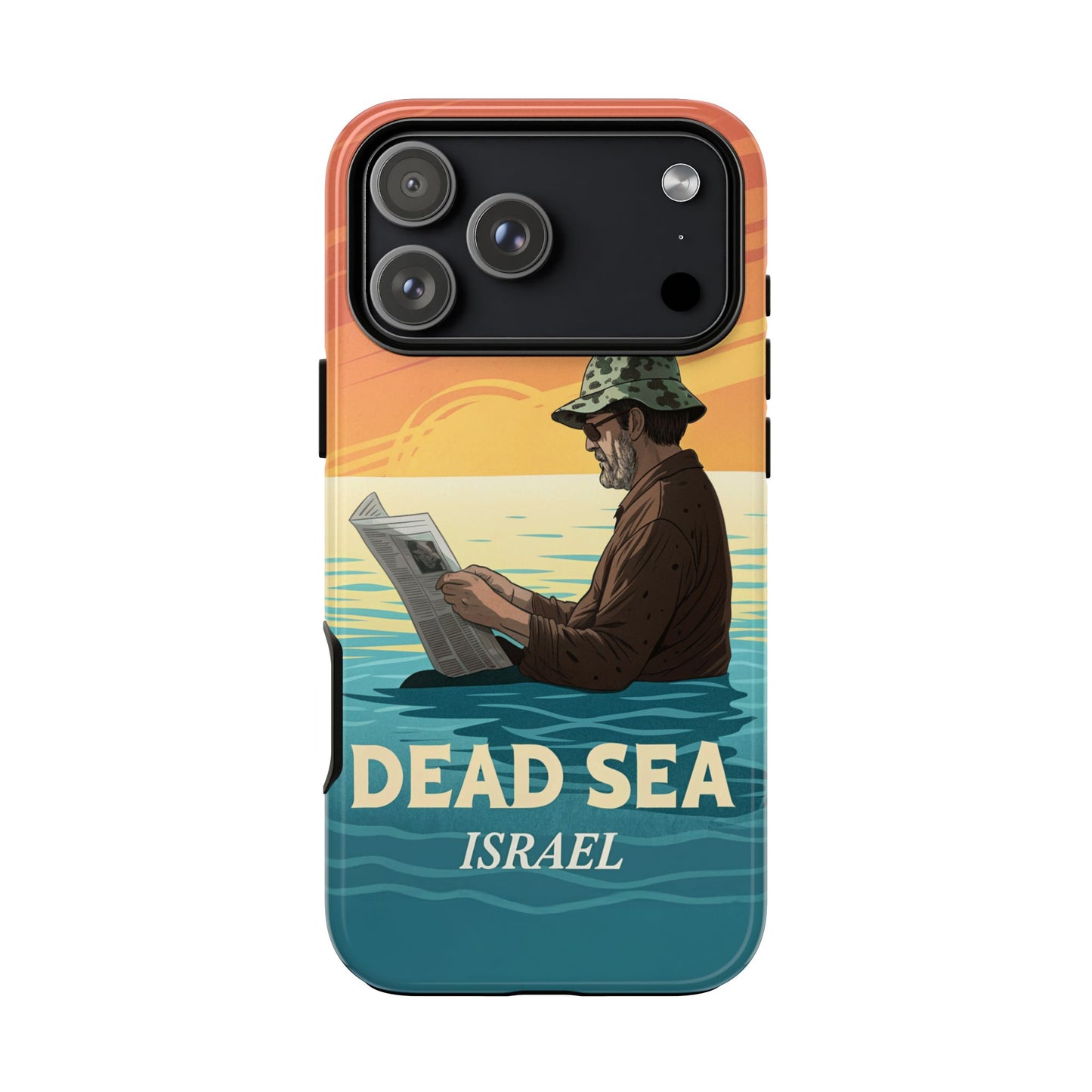 Dødehavet – Solnedgang og Flytende Mann Mobildeksel