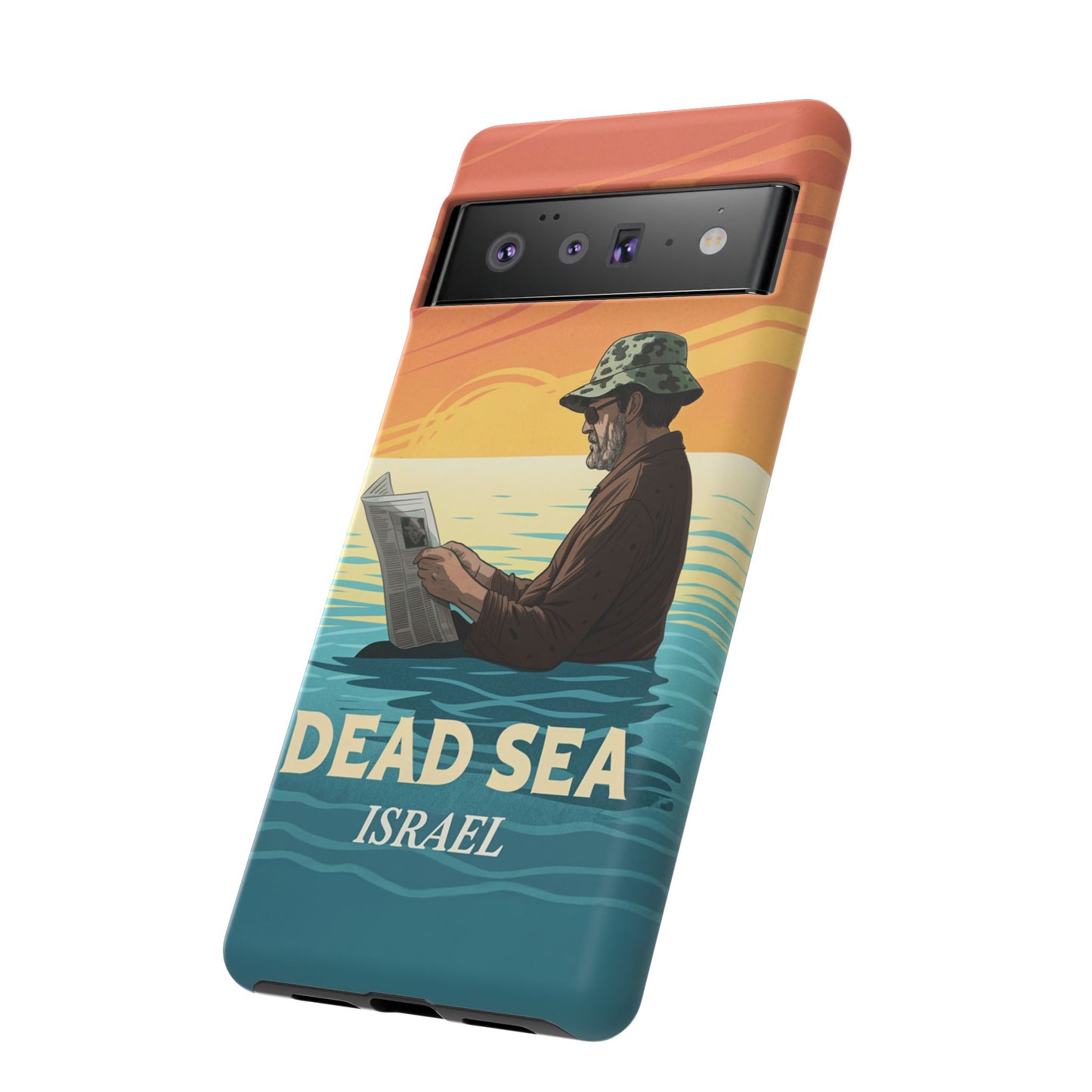 Dødehavet – Solnedgang og Flytende Mann Mobildeksel
