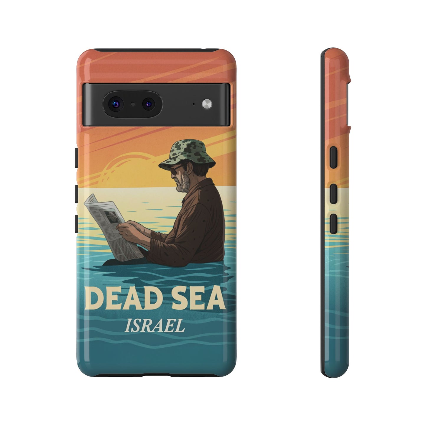Dødehavet – Solnedgang og Flytende Mann Mobildeksel