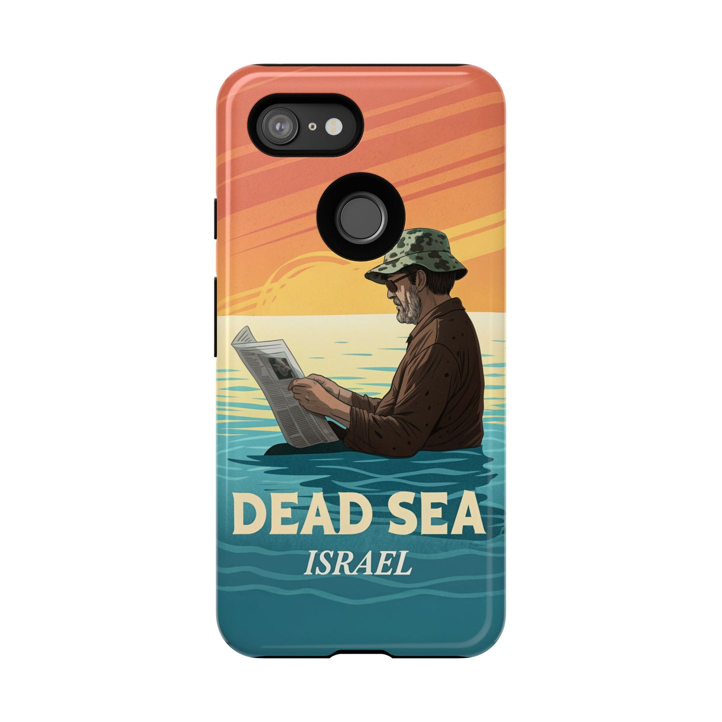 Dødehavet – Solnedgang og Flytende Mann Mobildeksel