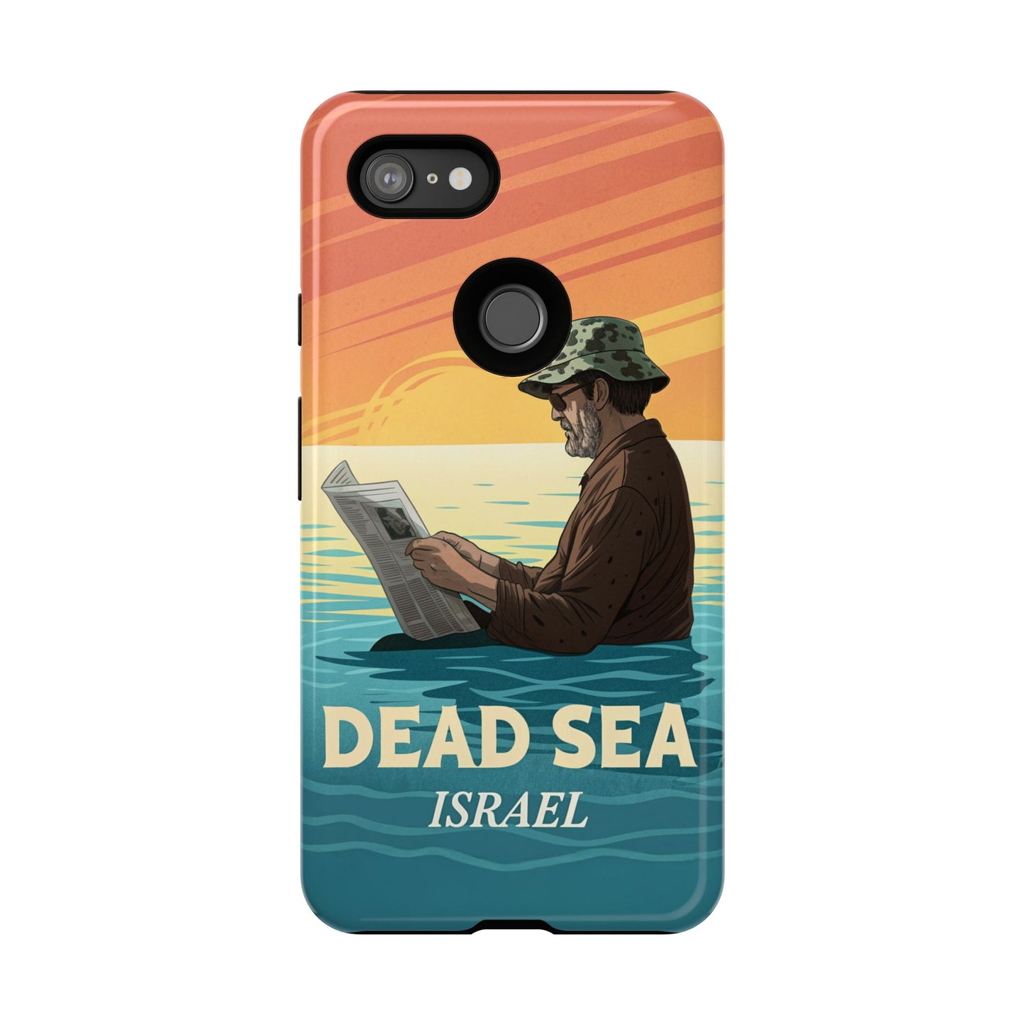 Dødehavet – Solnedgang og Flytende Mann Mobildeksel