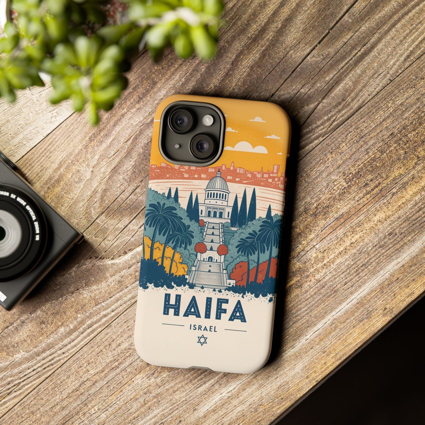Haifa – Retro Hage og Skyline Mobildeksel