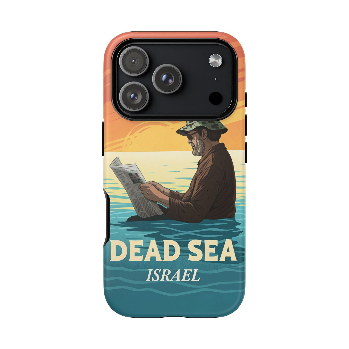 Dødehavet – Solnedgang og Flytende Mann Mobildeksel