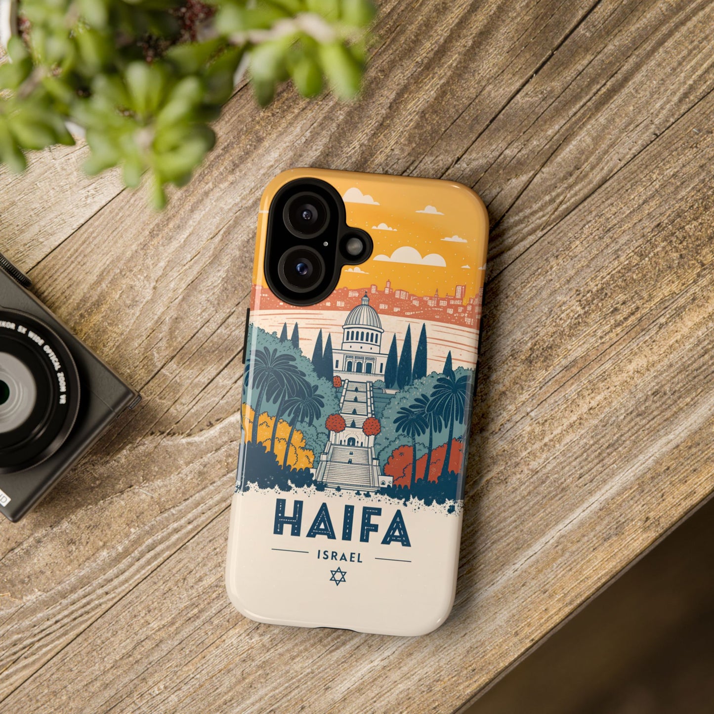 Haifa – Retro Hage og Skyline Mobildeksel