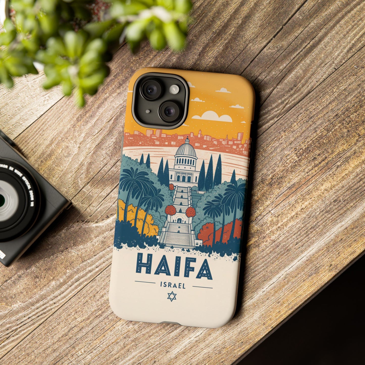 Haifa – Retro Hage og Skyline Mobildeksel