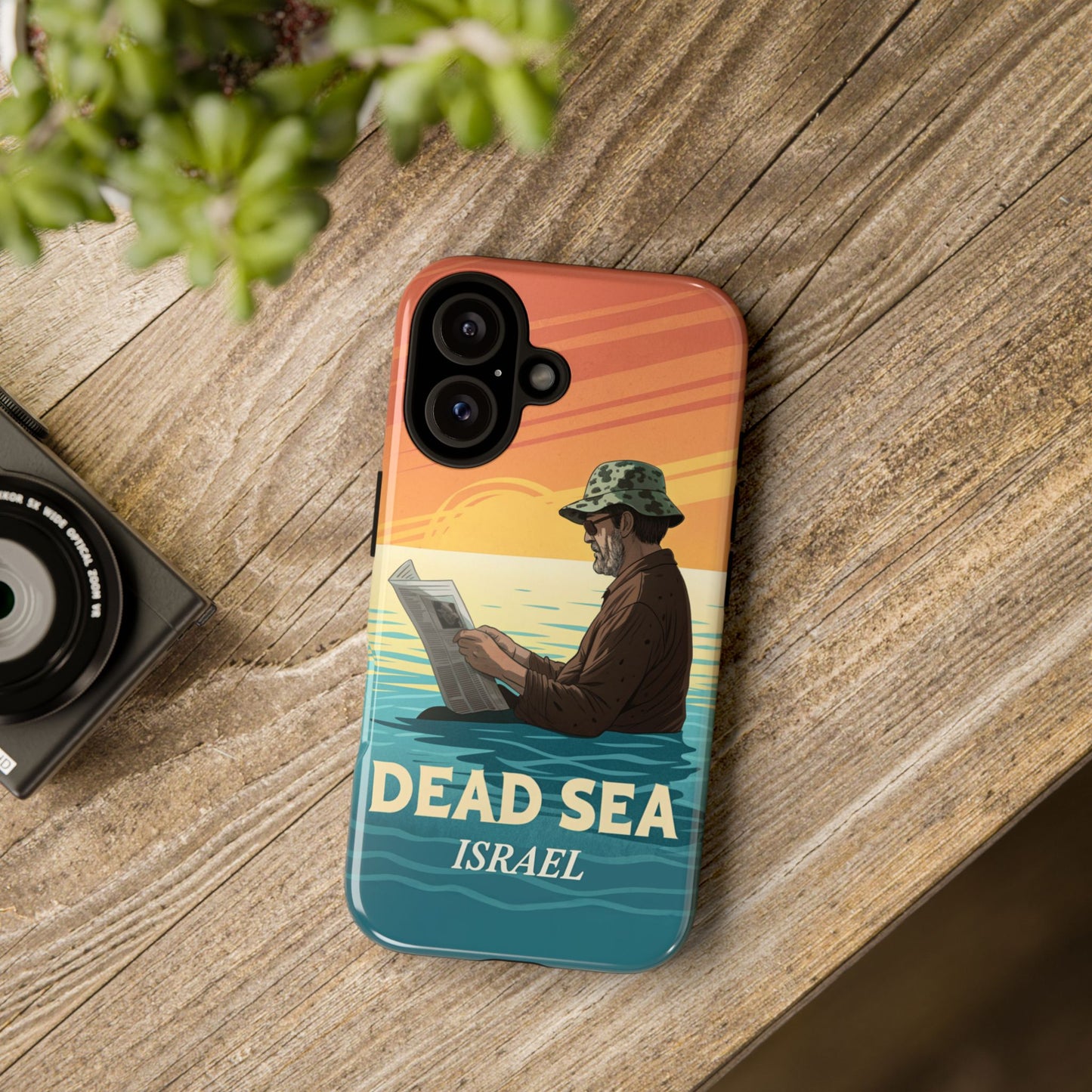Dødehavet – Solnedgang og Flytende Mann Mobildeksel