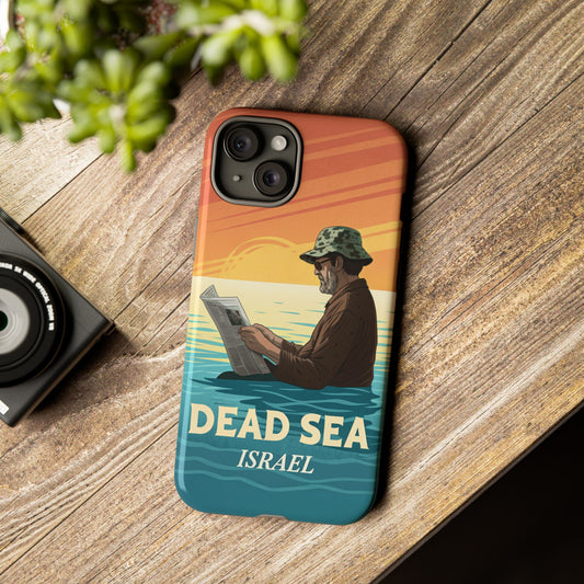 Dødehavet – Solnedgang og Flytende Mann Mobildeksel