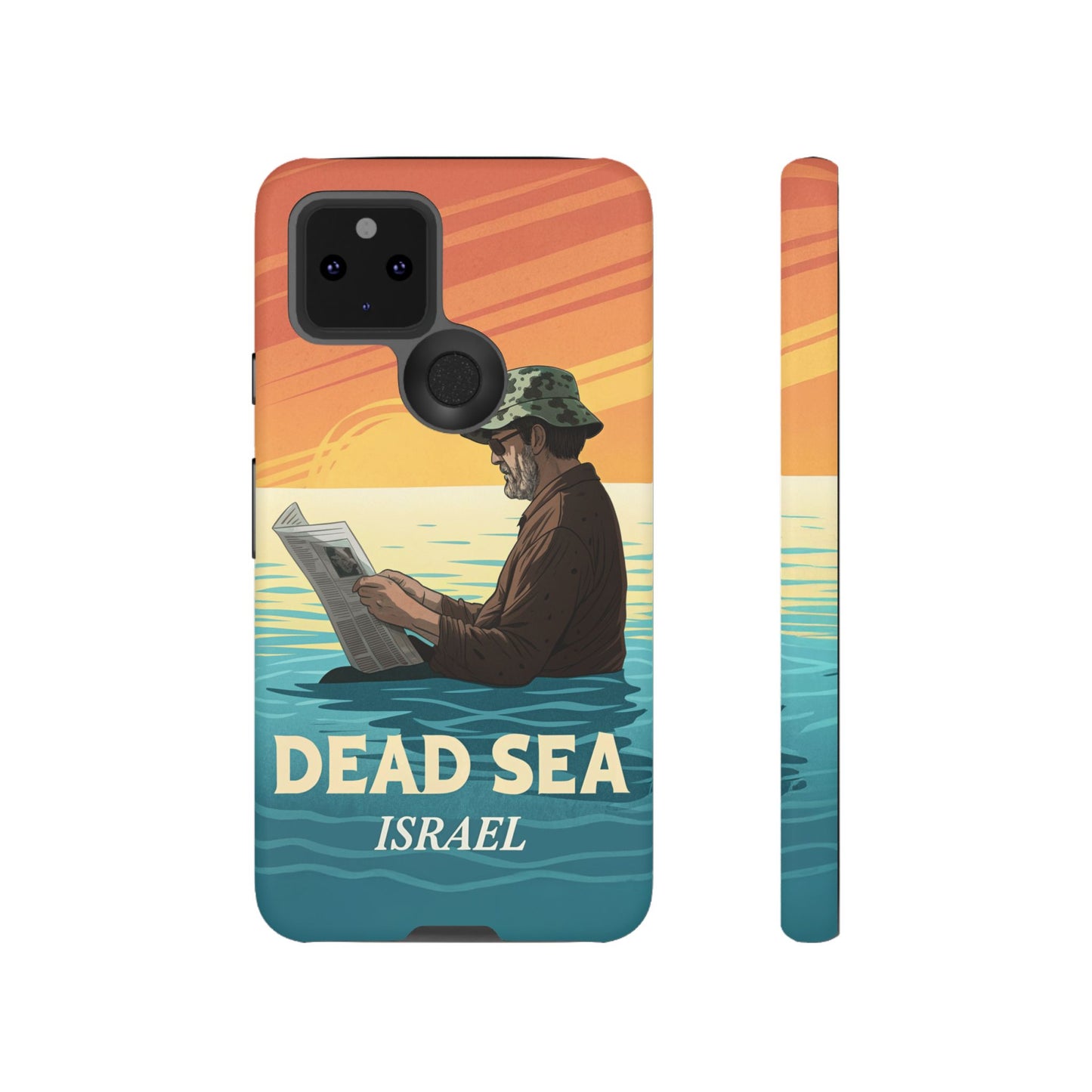 Dødehavet – Solnedgang og Flytende Mann Mobildeksel