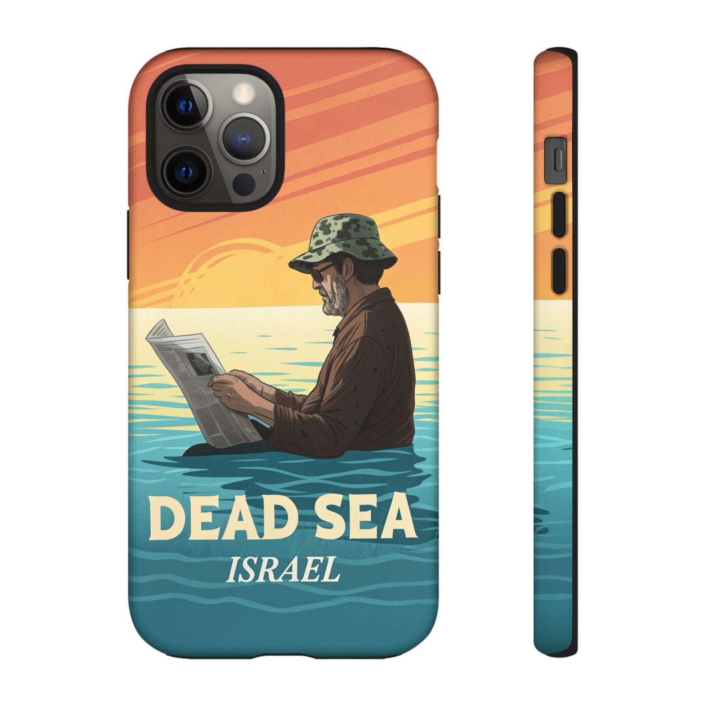 Dødehavet – Solnedgang og Flytende Mann Mobildeksel