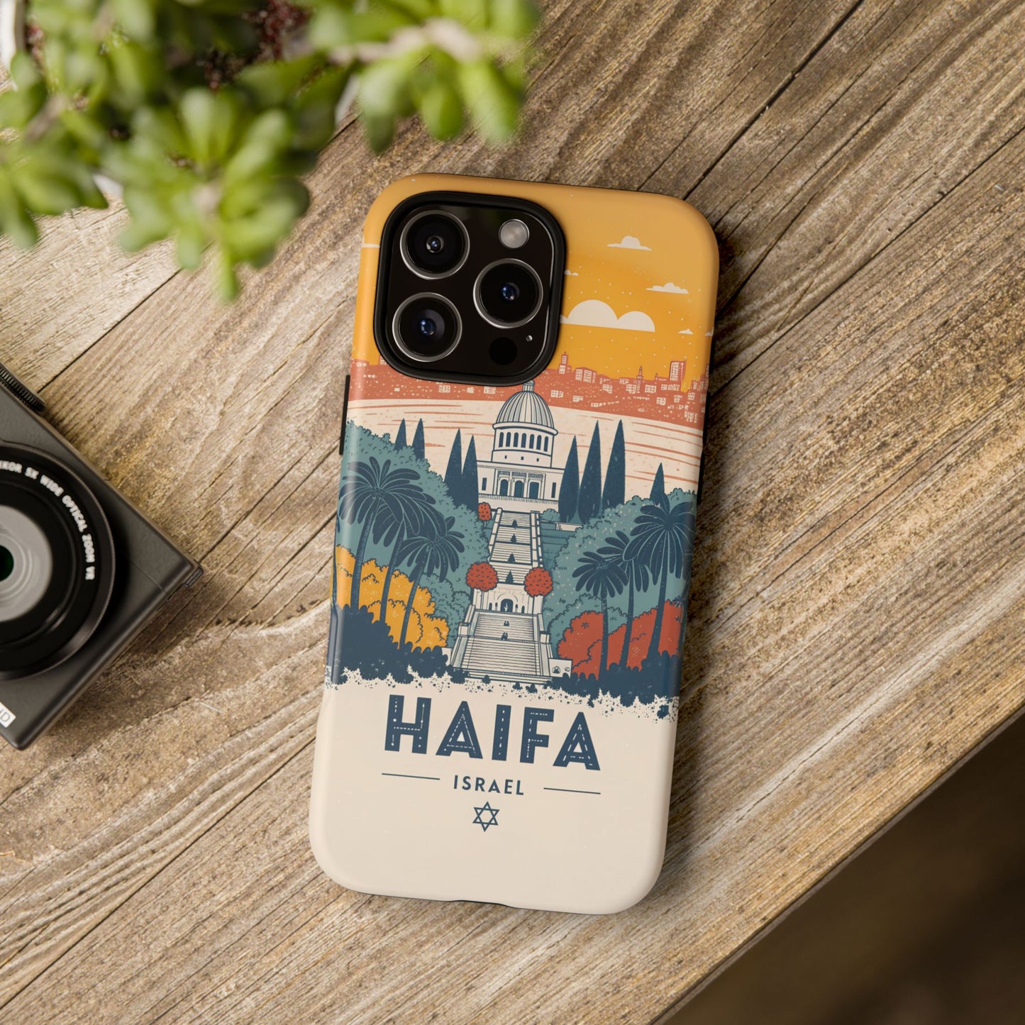 Haifa – Retro Hage og Skyline Mobildeksel