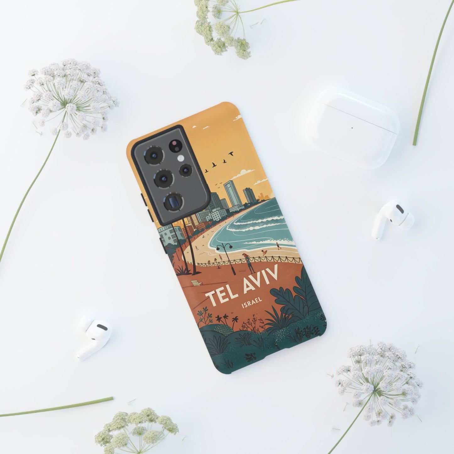 Tel Aviv Retro Strandlinje – Mobildeksel