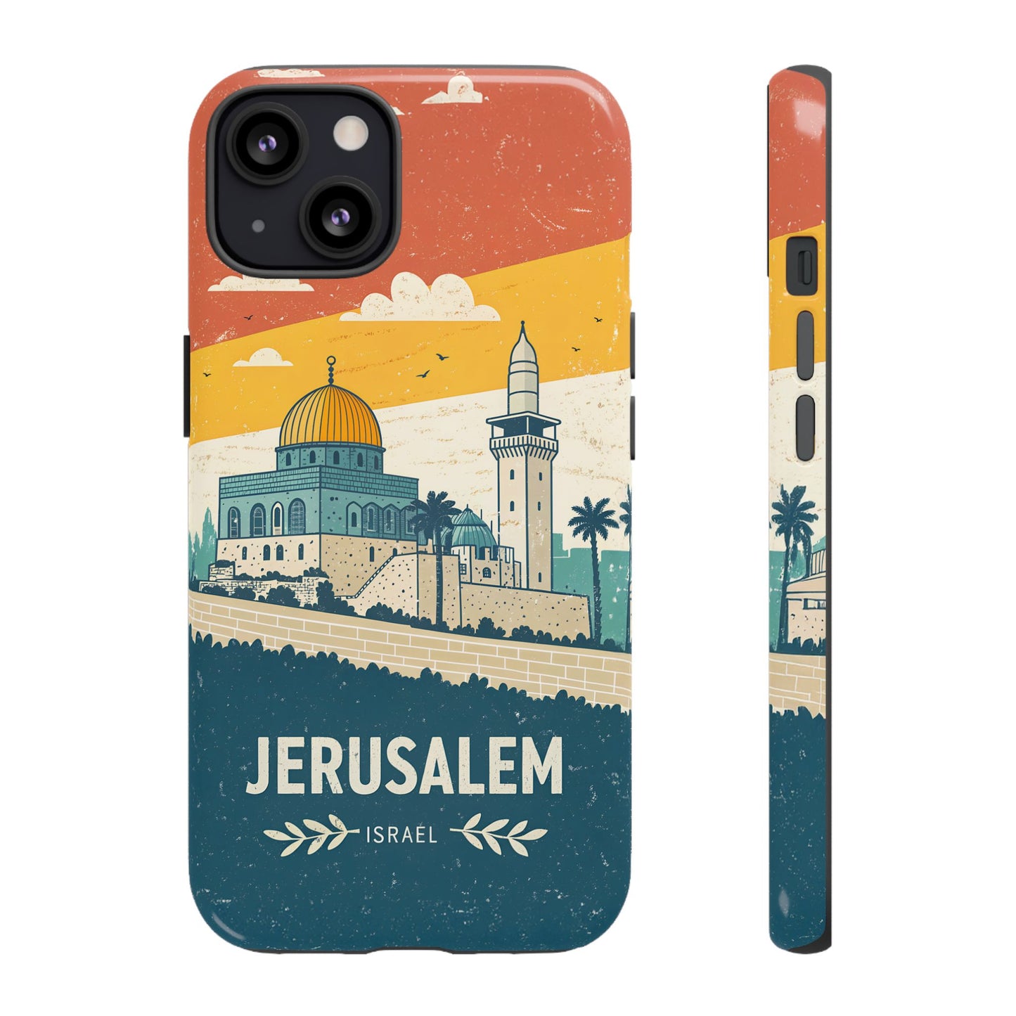 Jerusalem Retro Skyline – Israel Mobildeksel