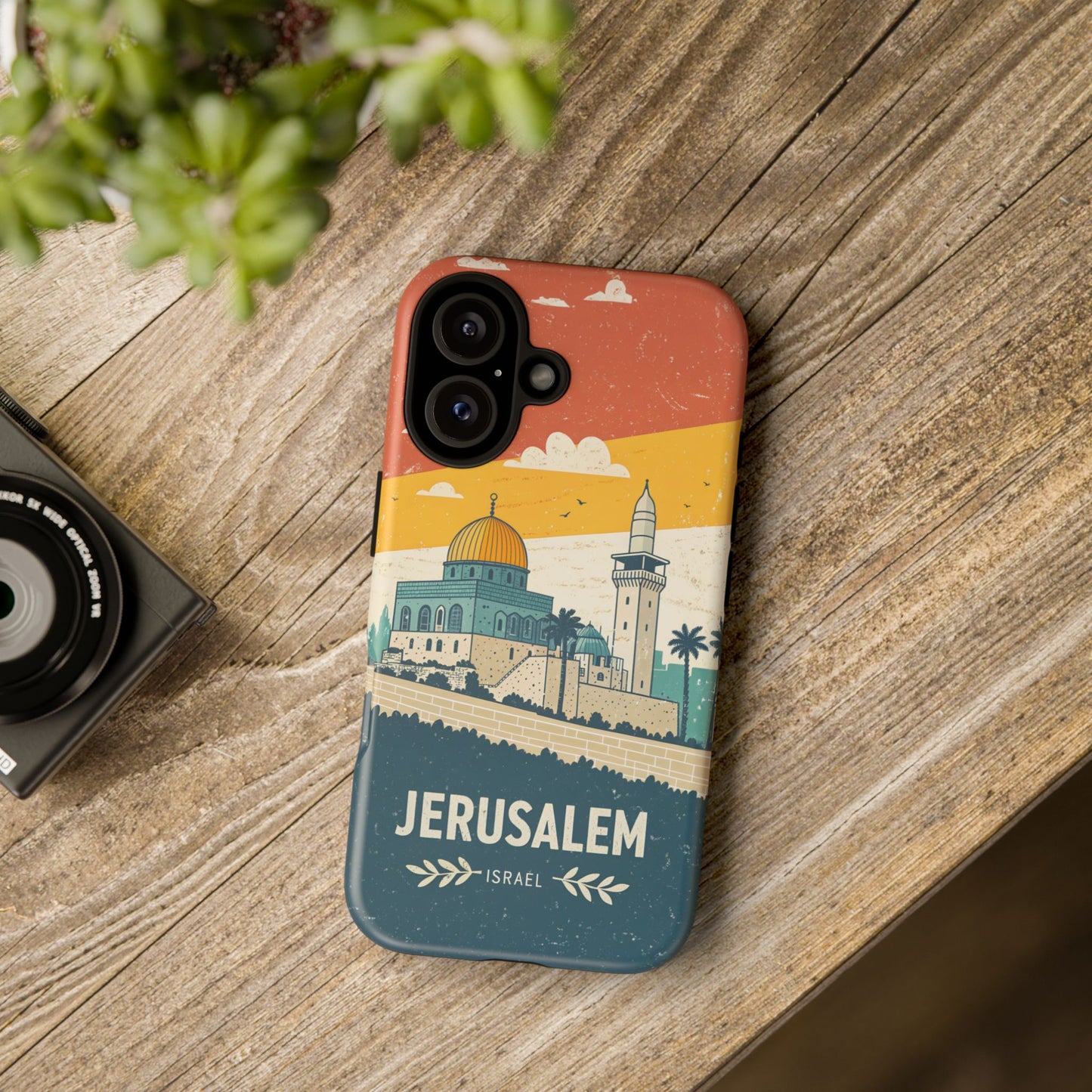 Jerusalem Retro Skyline – Israel Mobildeksel