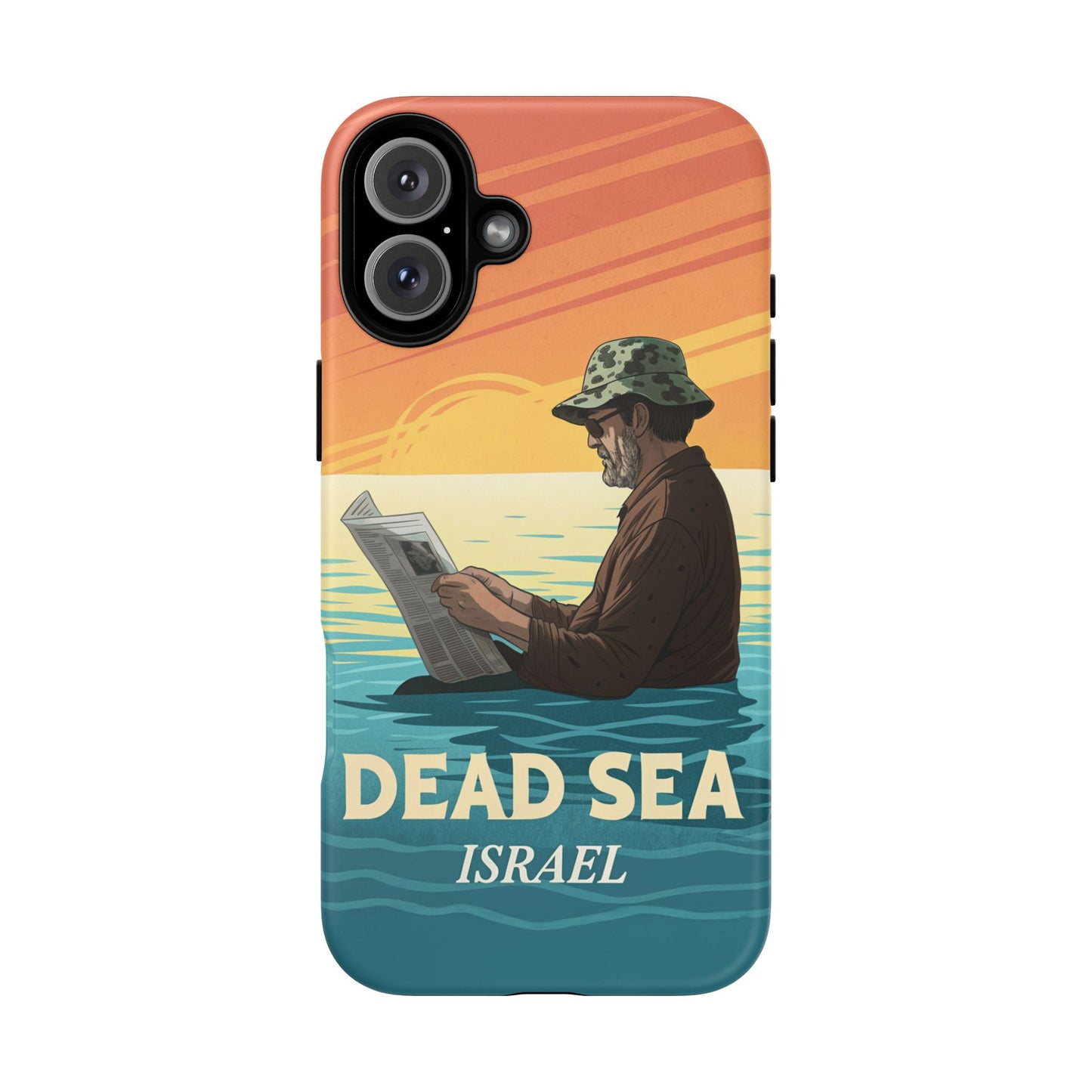 Dødehavet – Solnedgang og Flytende Mann Mobildeksel