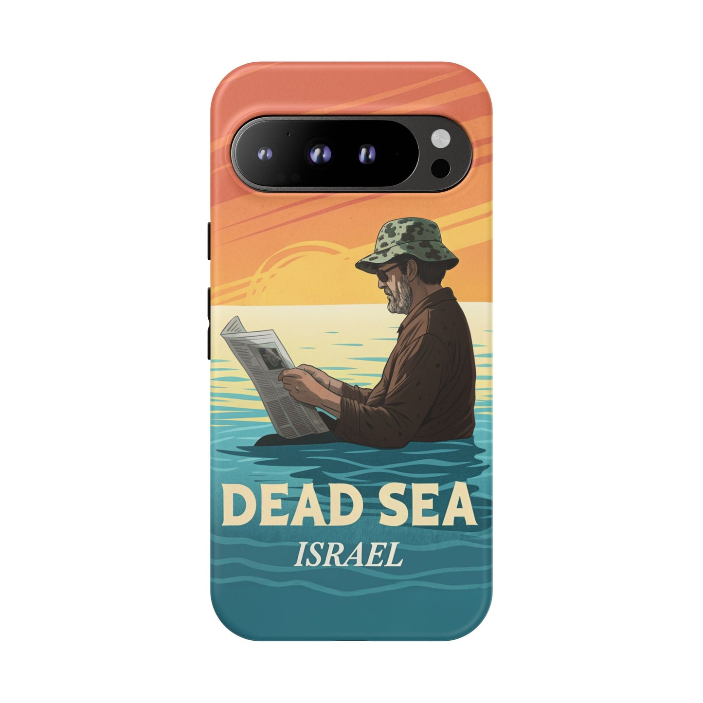 Dødehavet – Solnedgang og Flytende Mann Mobildeksel