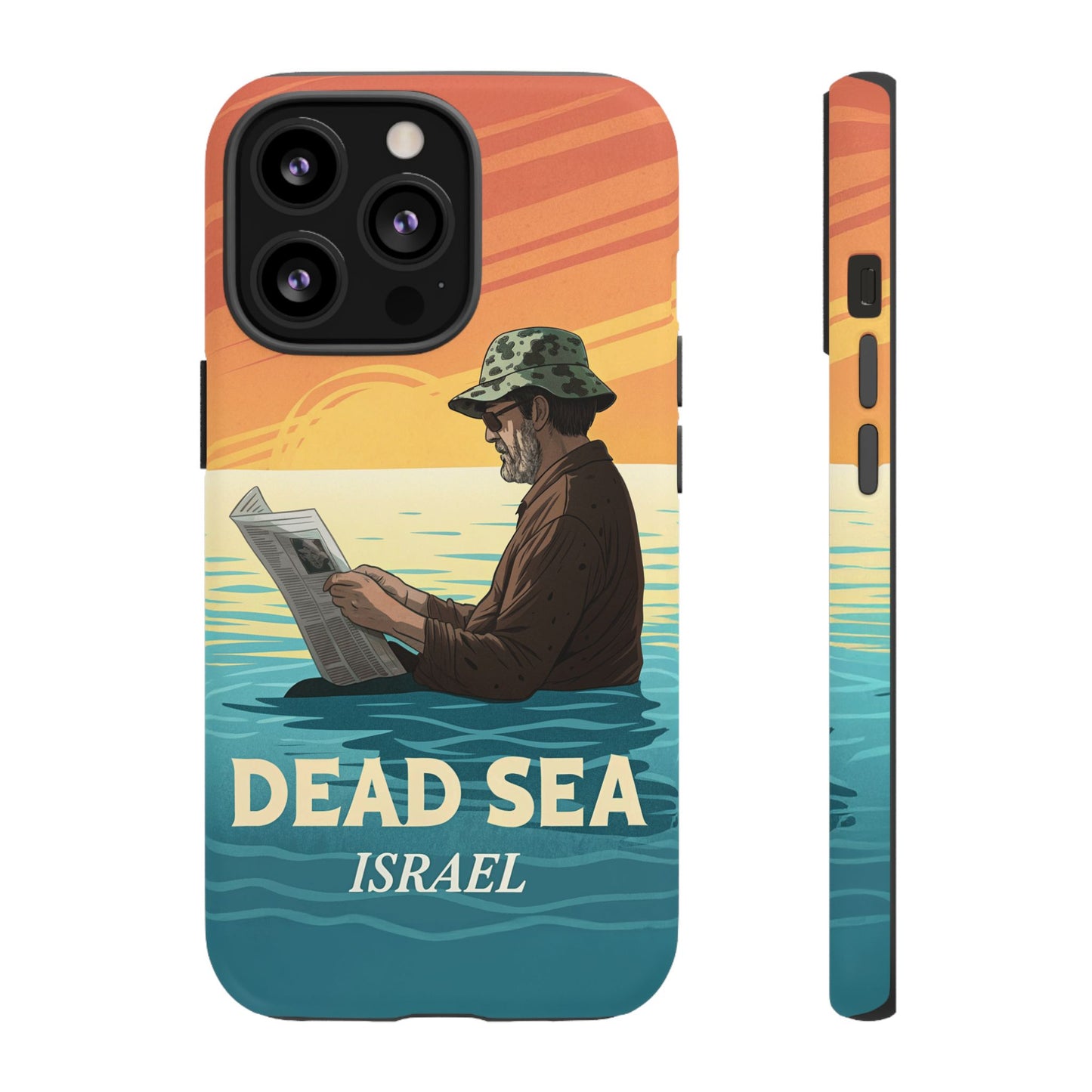 Dødehavet – Solnedgang og Flytende Mann Mobildeksel