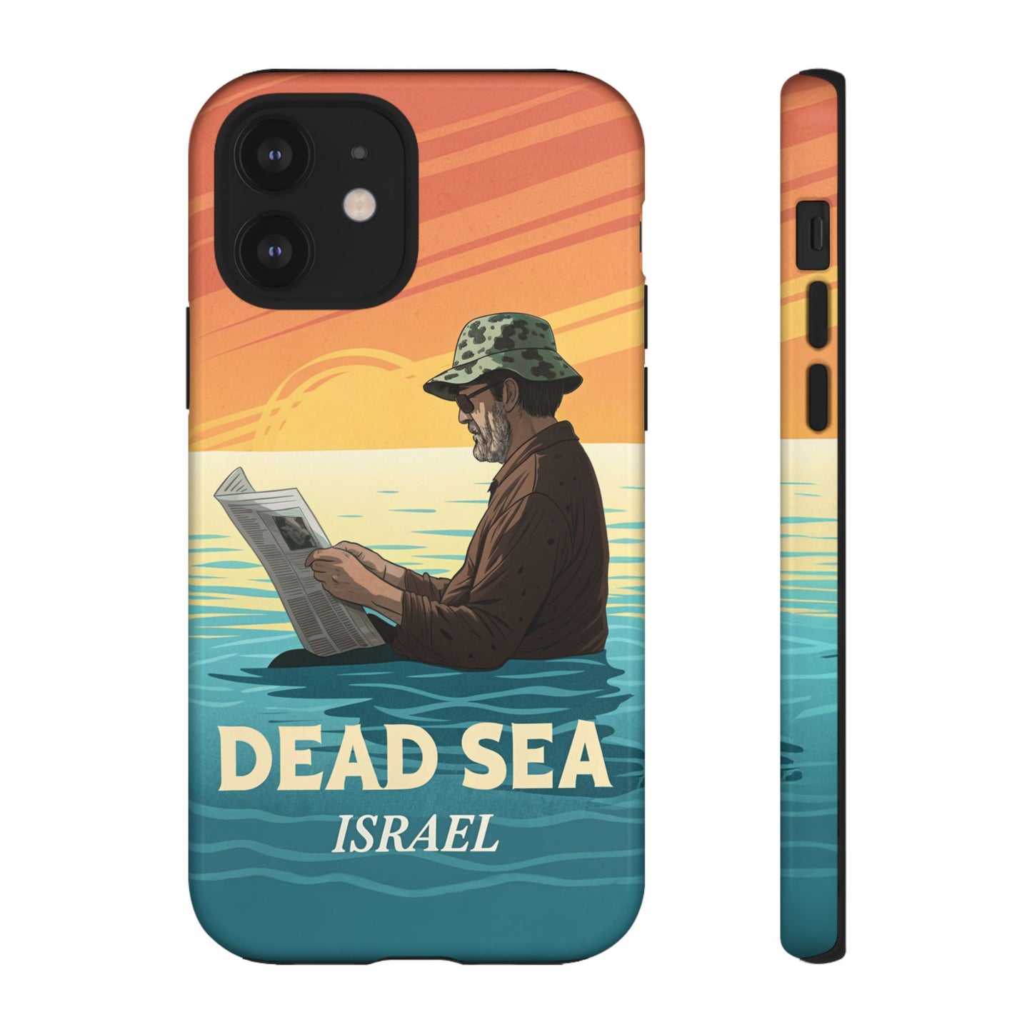 Dødehavet – Solnedgang og Flytende Mann Mobildeksel