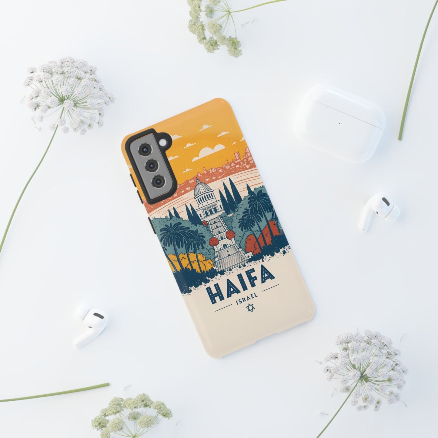 Haifa – Retro Hage og Skyline Mobildeksel