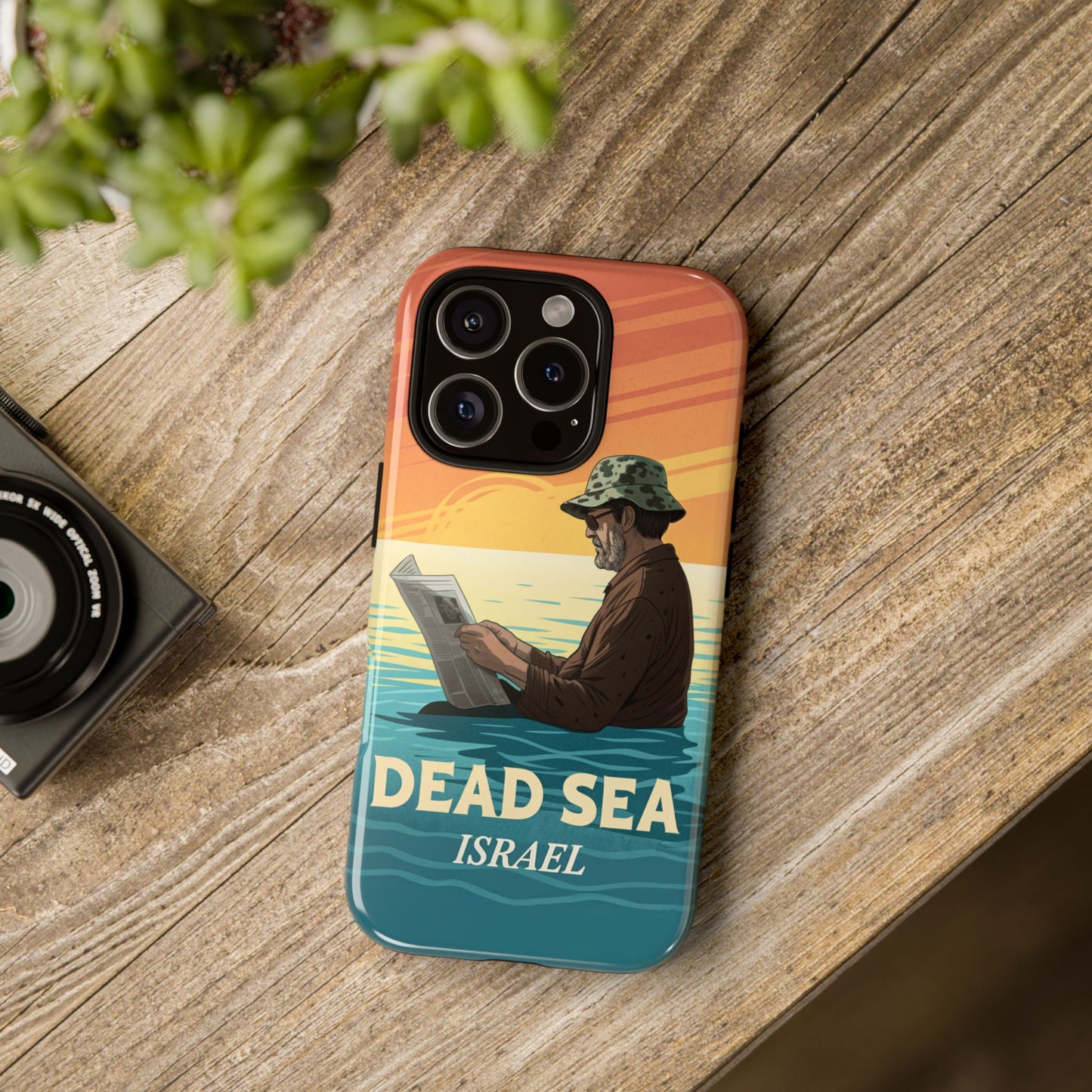 Dødehavet – Solnedgang og Flytende Mann Mobildeksel