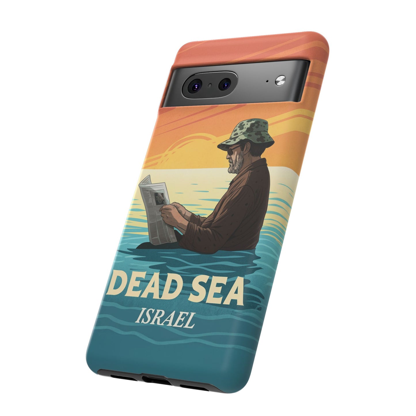 Dødehavet – Solnedgang og Flytende Mann Mobildeksel