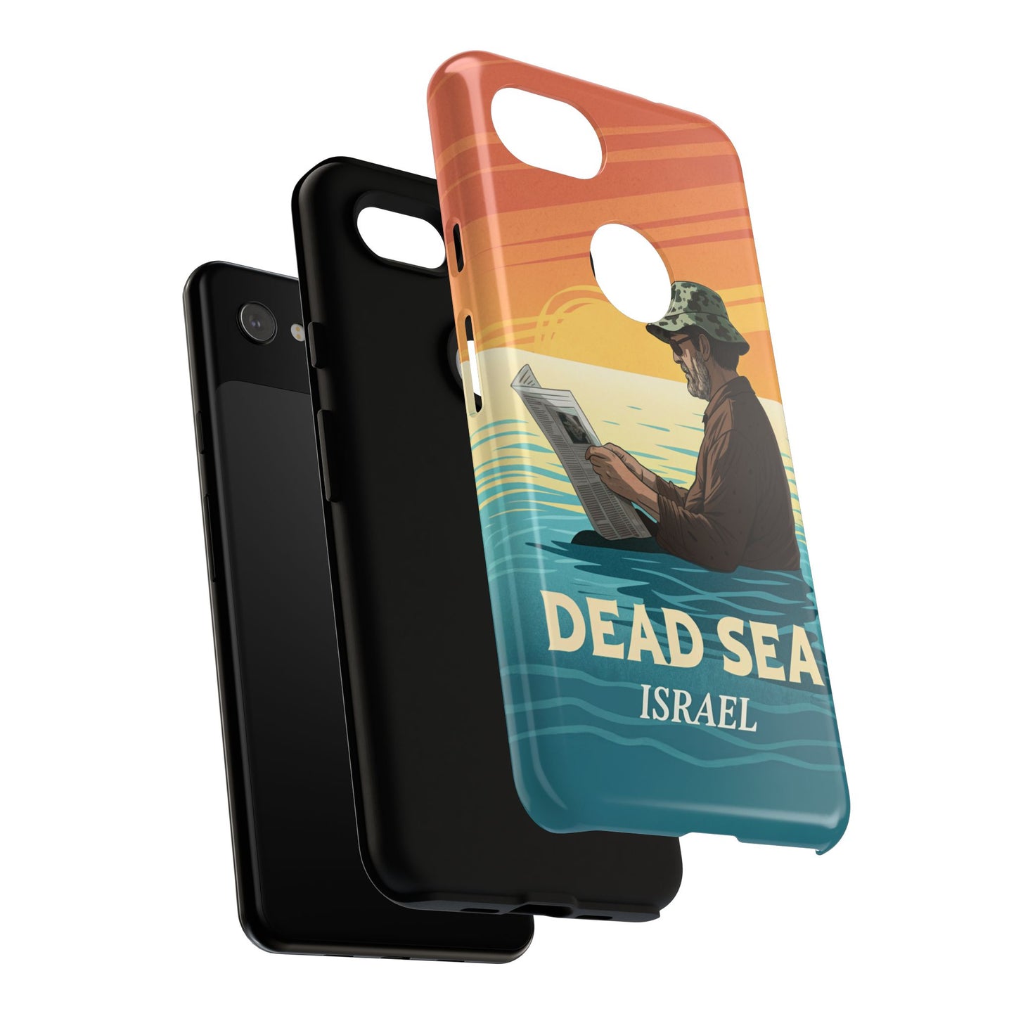 Dødehavet – Solnedgang og Flytende Mann Mobildeksel
