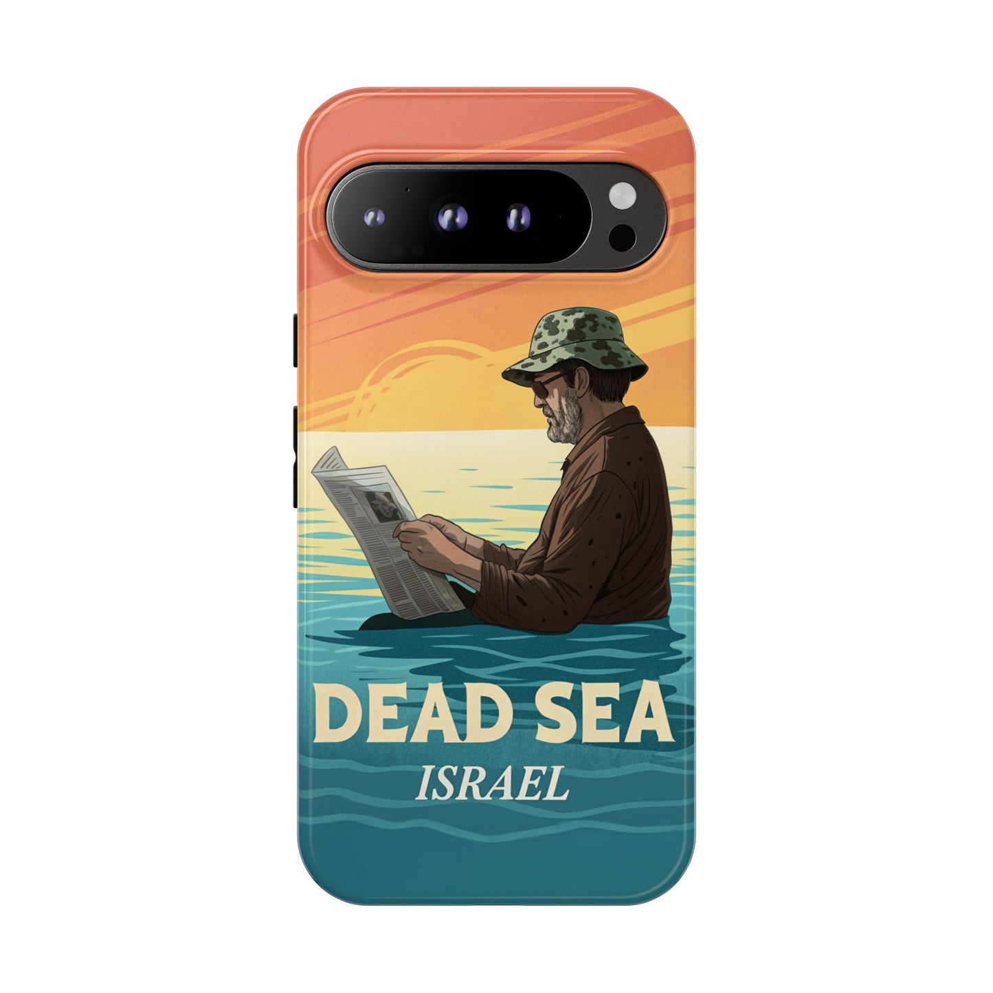 Dødehavet – Solnedgang og Flytende Mann Mobildeksel