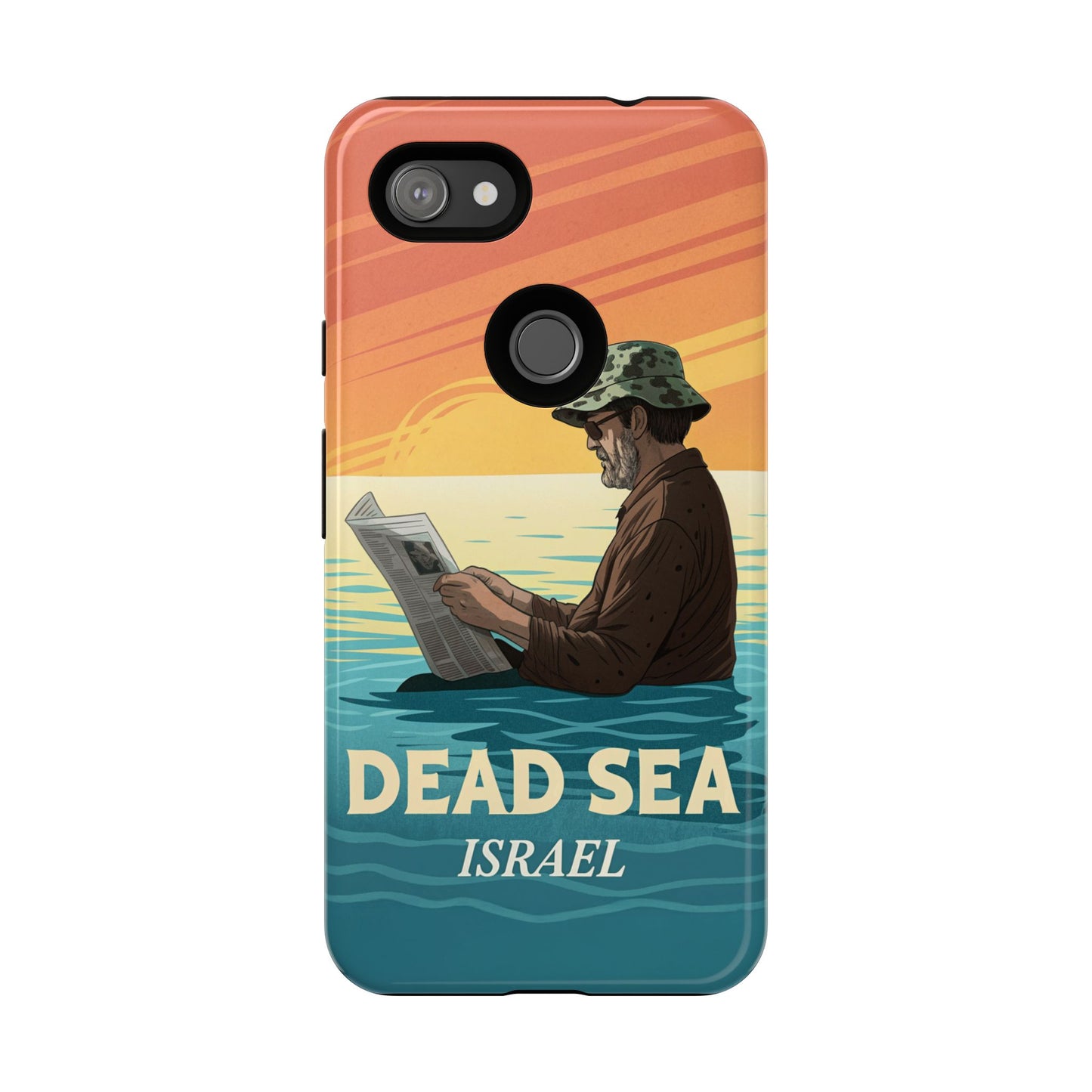 Dødehavet – Solnedgang og Flytende Mann Mobildeksel