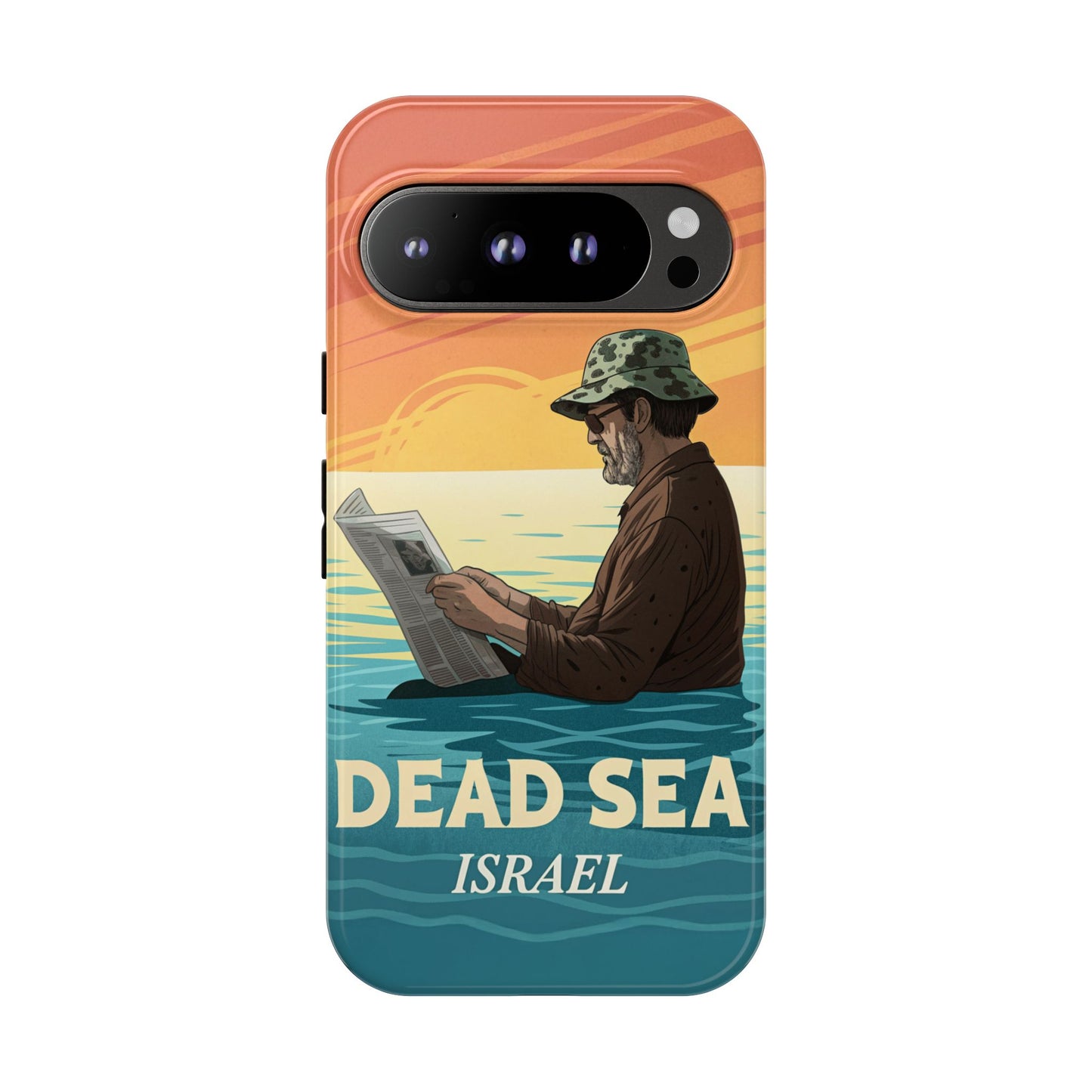 Dødehavet – Solnedgang og Flytende Mann Mobildeksel