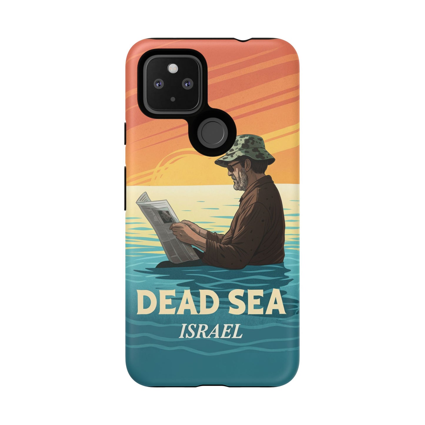 Dødehavet – Solnedgang og Flytende Mann Mobildeksel