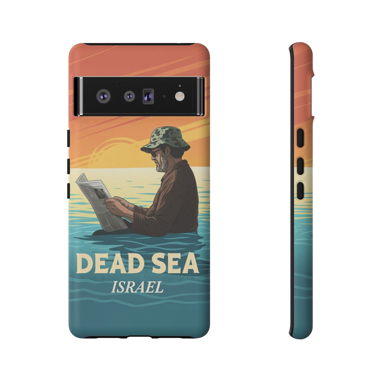 Dødehavet – Solnedgang og Flytende Mann Mobildeksel