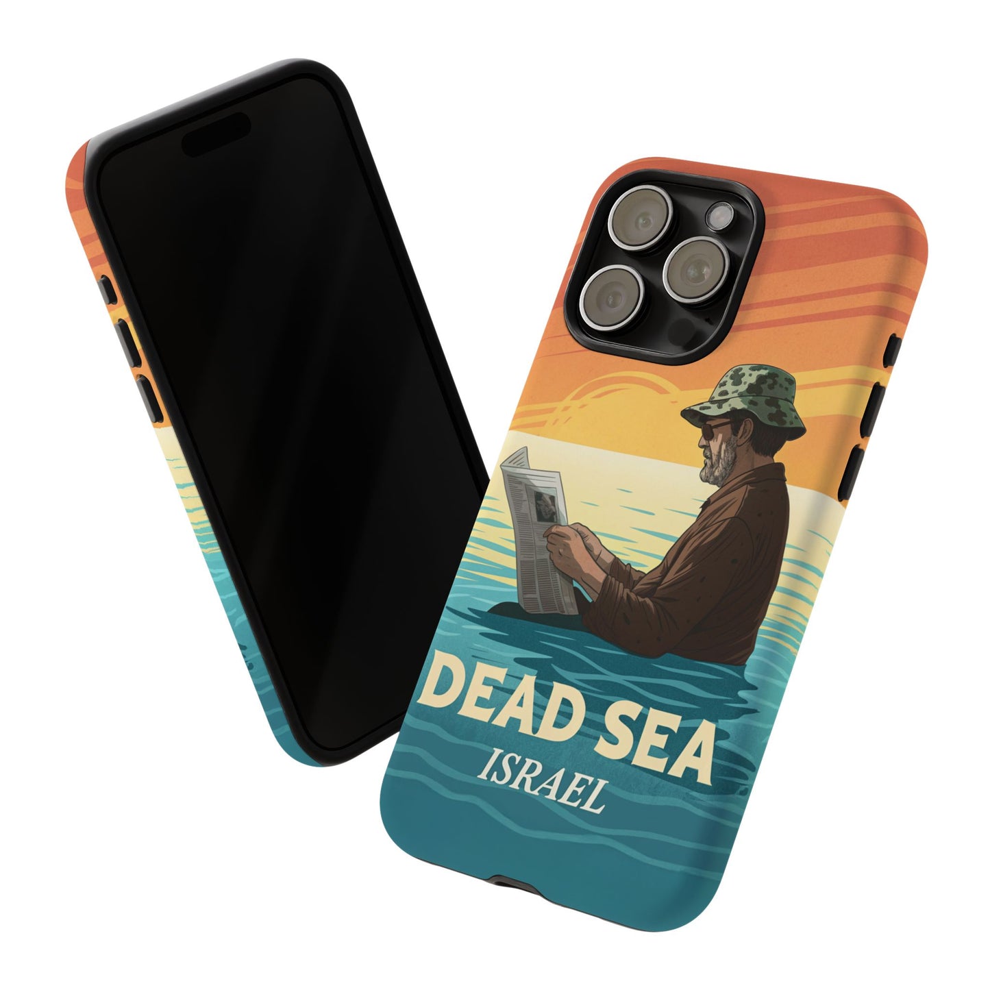 Dødehavet – Solnedgang og Flytende Mann Mobildeksel