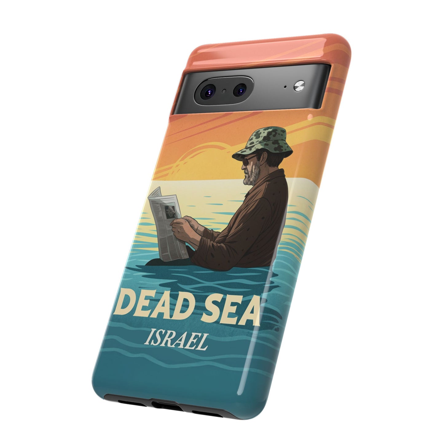 Dødehavet – Solnedgang og Flytende Mann Mobildeksel