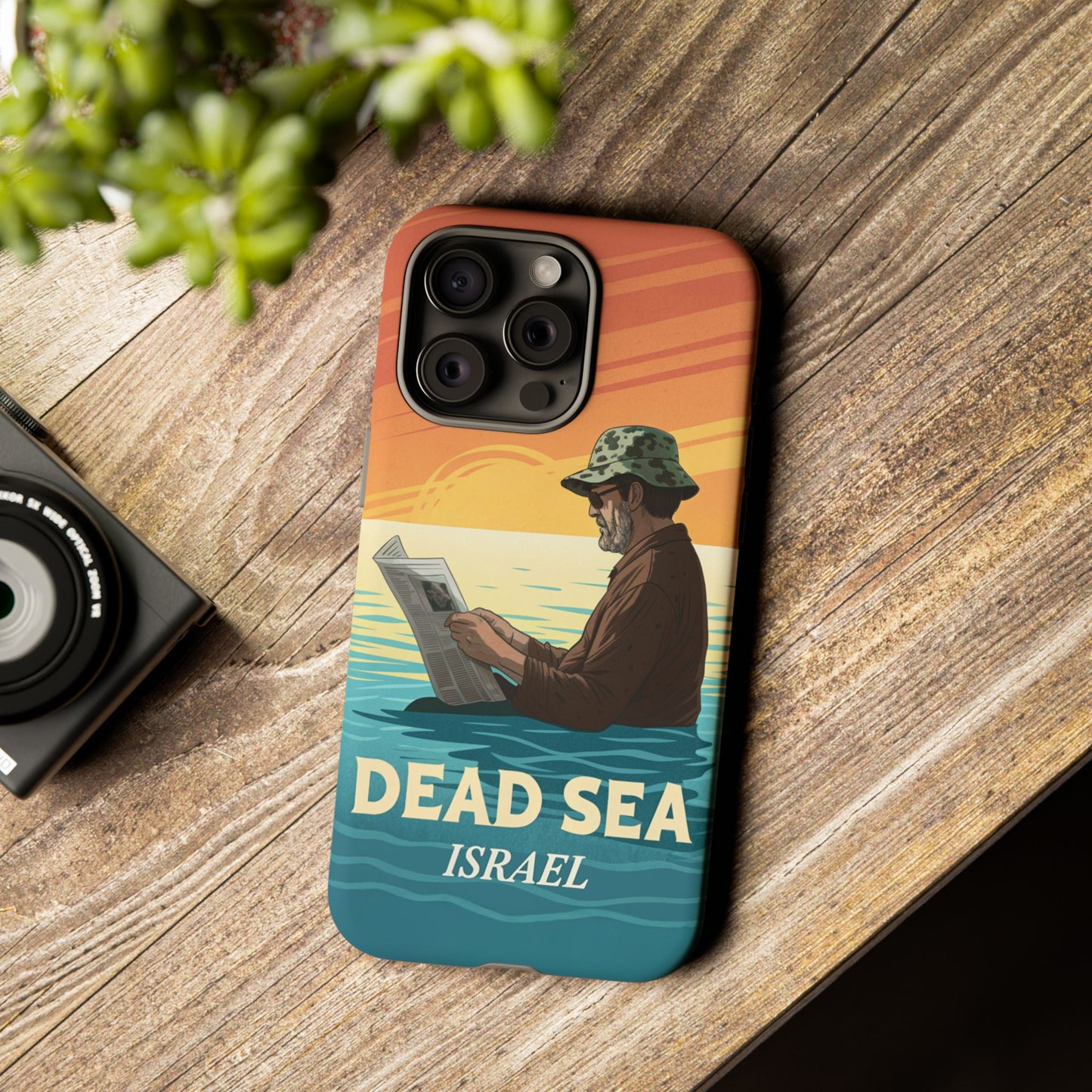 Dødehavet – Solnedgang og Flytende Mann Mobildeksel