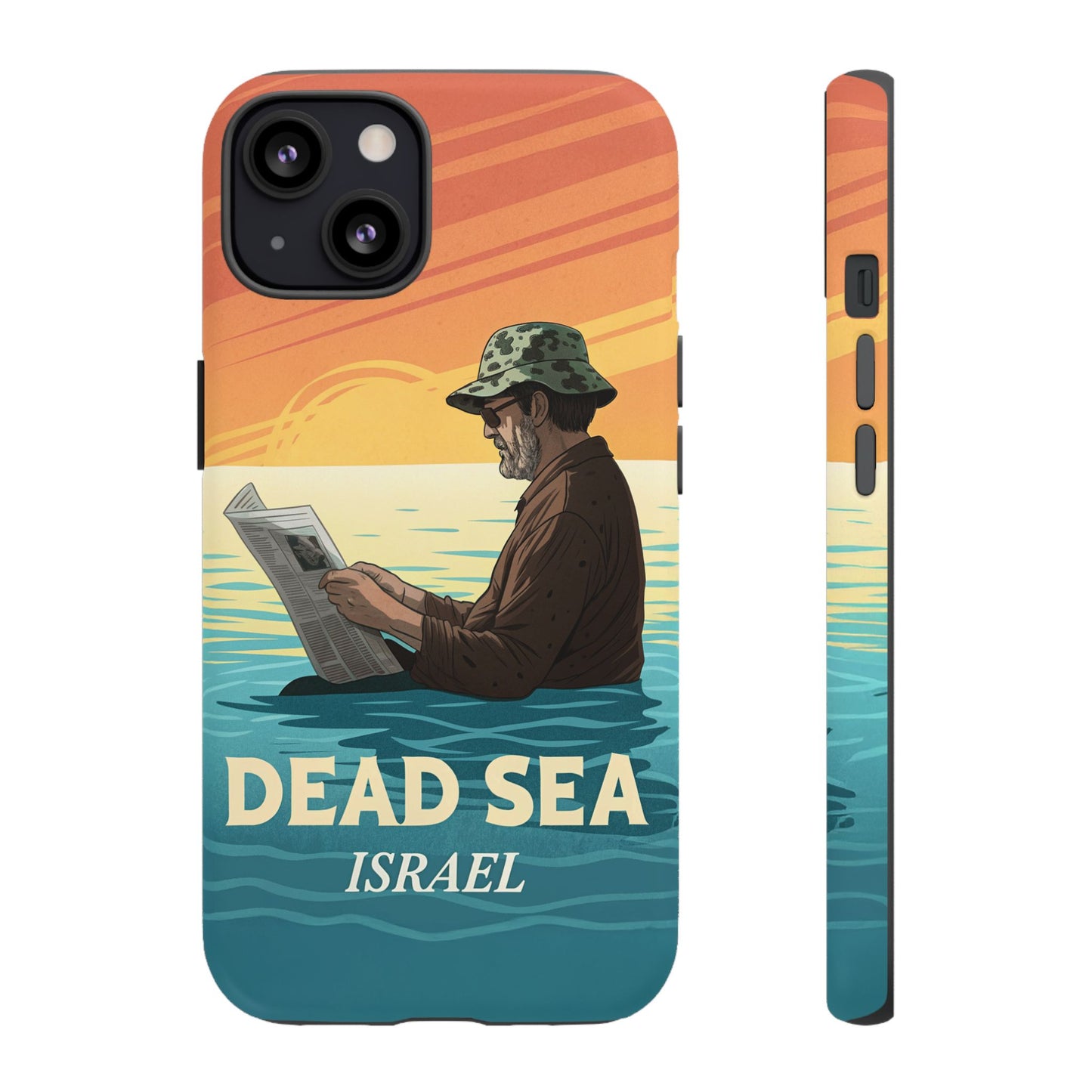 Dødehavet – Solnedgang og Flytende Mann Mobildeksel