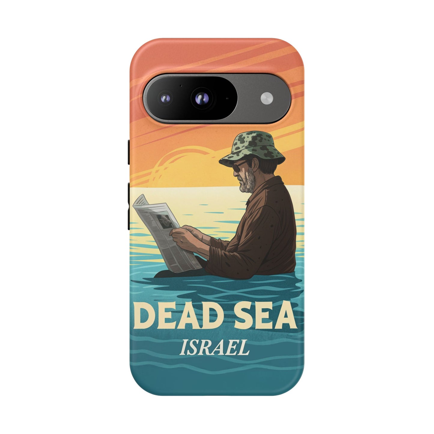 Dødehavet – Solnedgang og Flytende Mann Mobildeksel