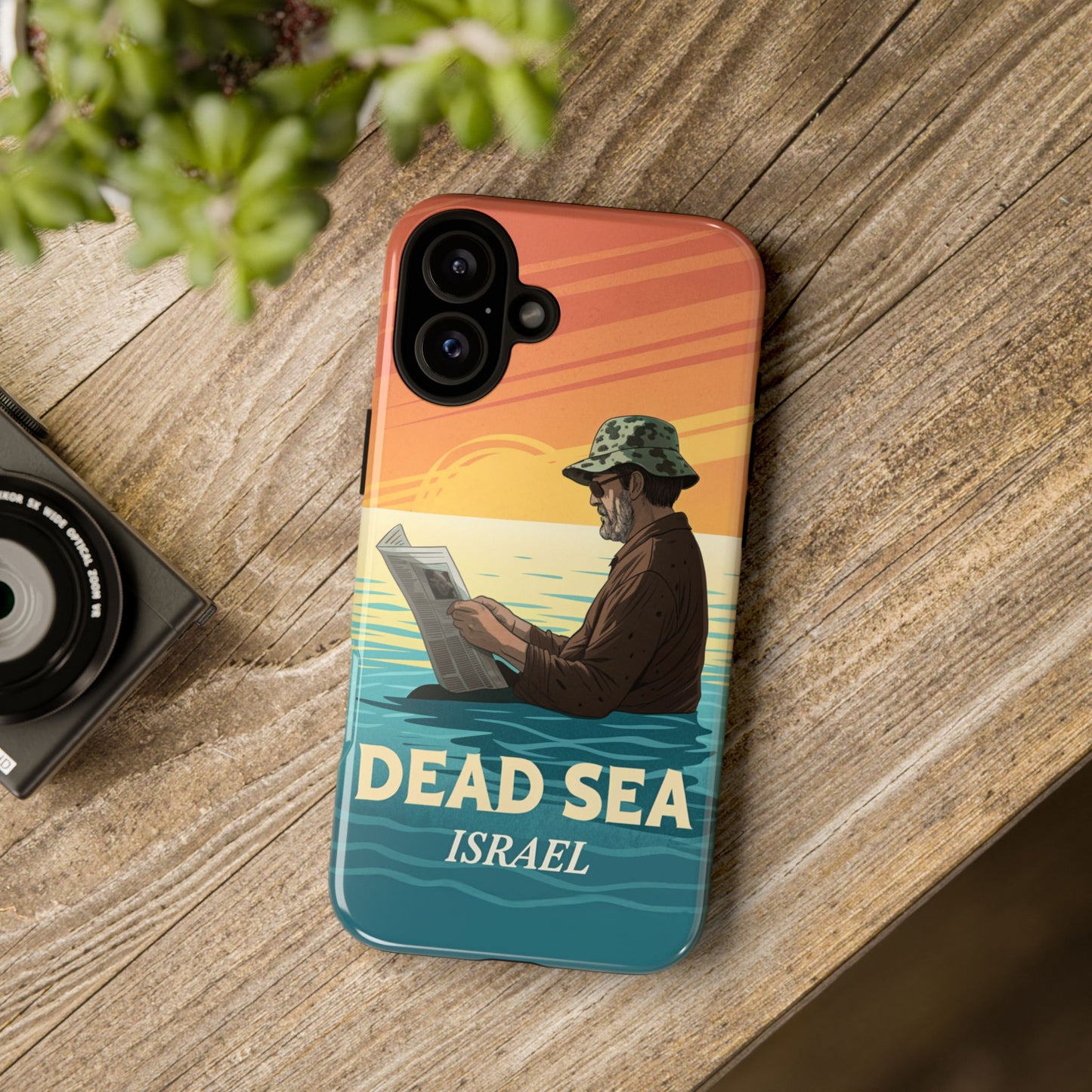Dødehavet – Solnedgang og Flytende Mann Mobildeksel