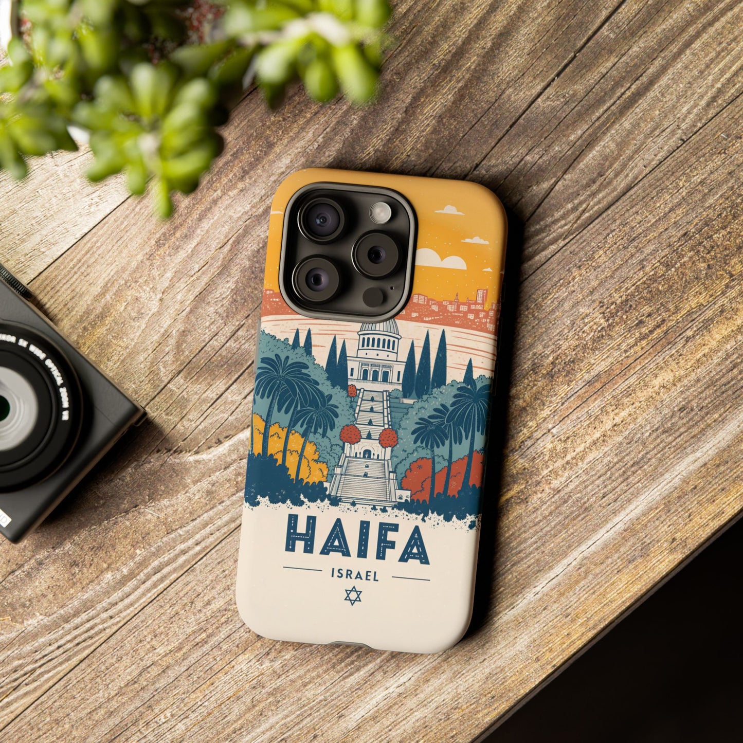 Haifa – Retro Hage og Skyline Mobildeksel