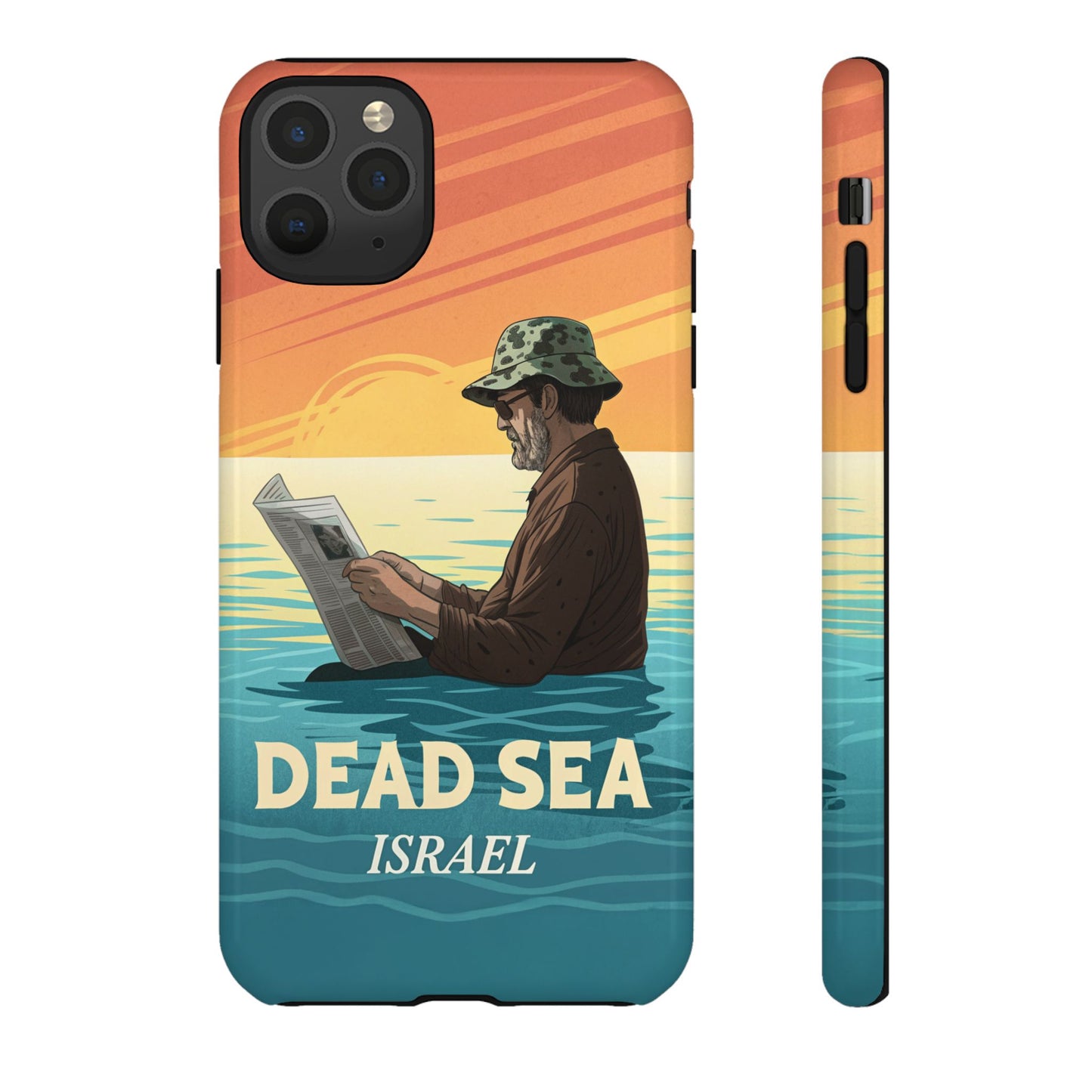 Dødehavet – Solnedgang og Flytende Mann Mobildeksel