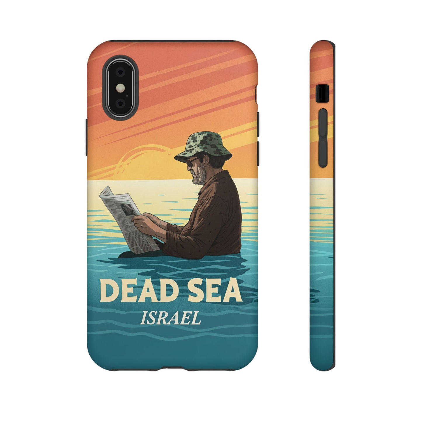 Dødehavet – Solnedgang og Flytende Mann Mobildeksel