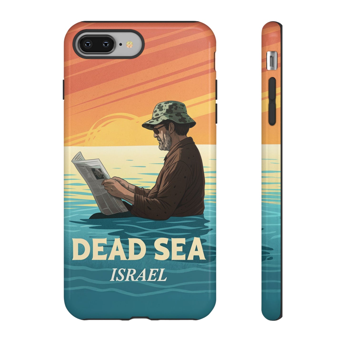 Dødehavet – Solnedgang og Flytende Mann Mobildeksel