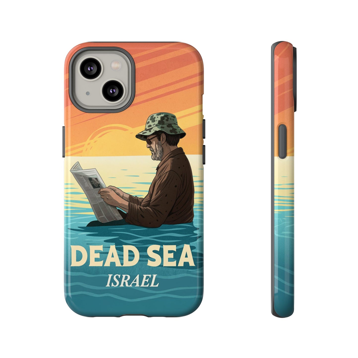 Dødehavet – Solnedgang og Flytende Mann Mobildeksel