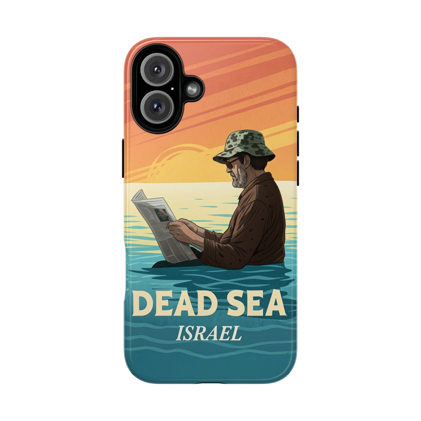 Dødehavet – Solnedgang og Flytende Mann Mobildeksel