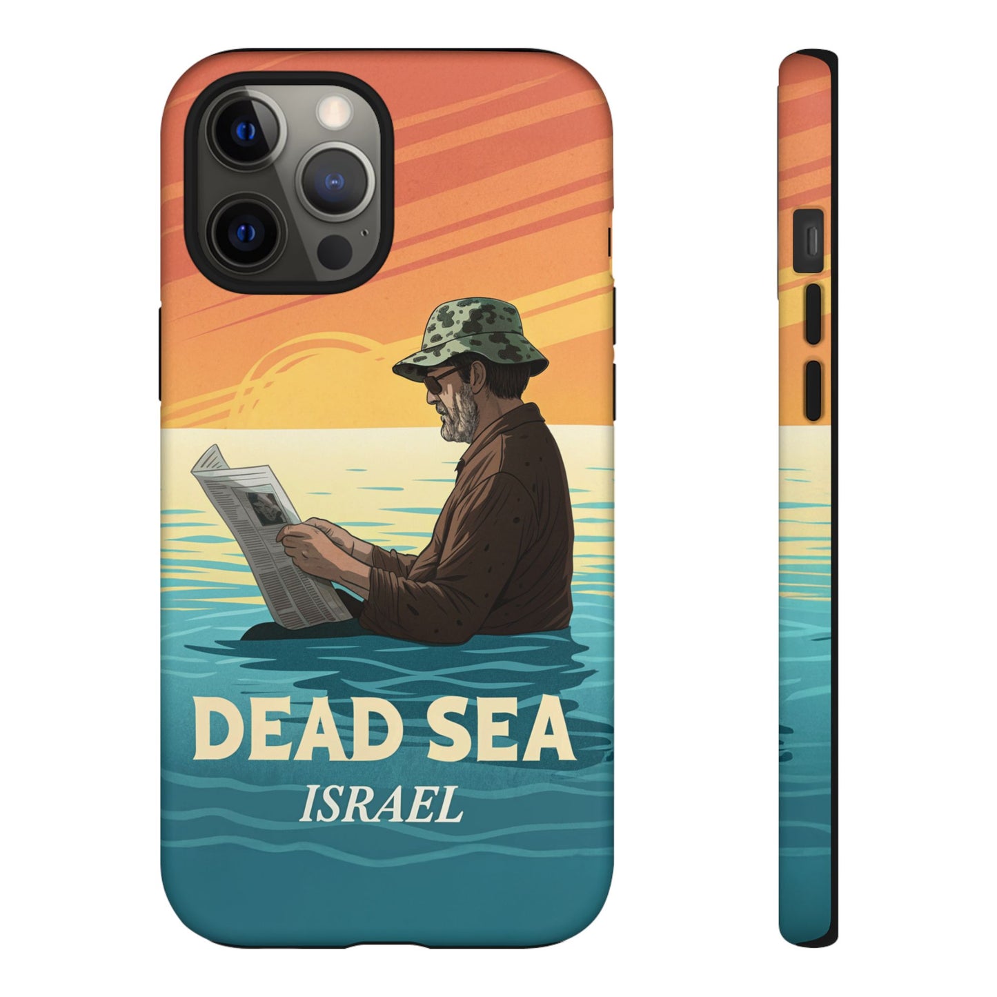 Dødehavet – Solnedgang og Flytende Mann Mobildeksel